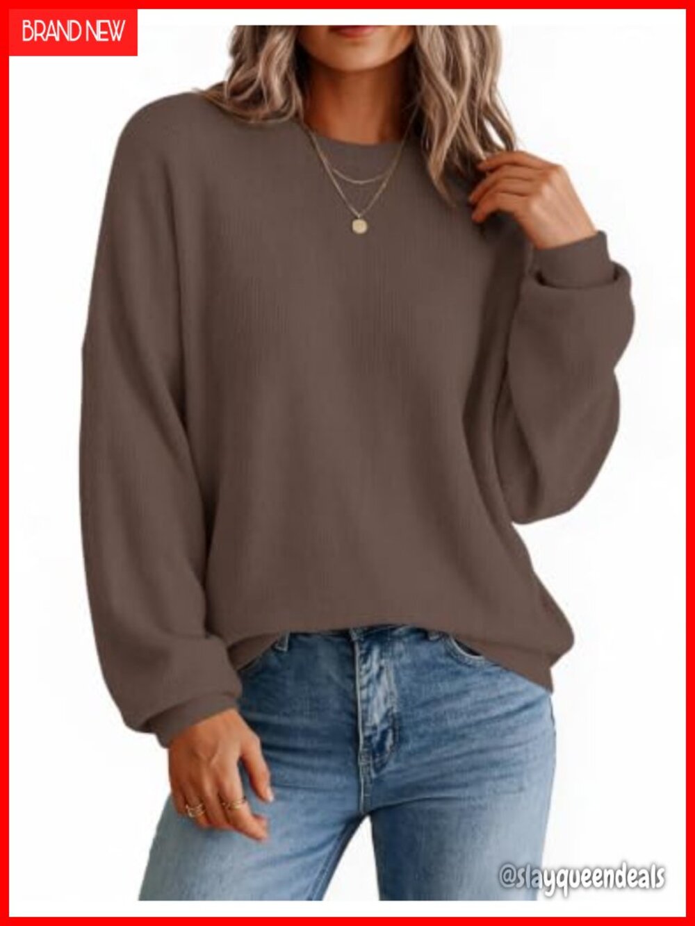 Zeagoo Oversized Crewneck Knit Sweater Women Long Sleeve Fall Pullover